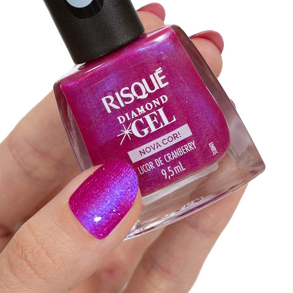 Esmalte Risqué Cintilante Diamond Gel Licor de Cranberry Avulso 9,5ml
