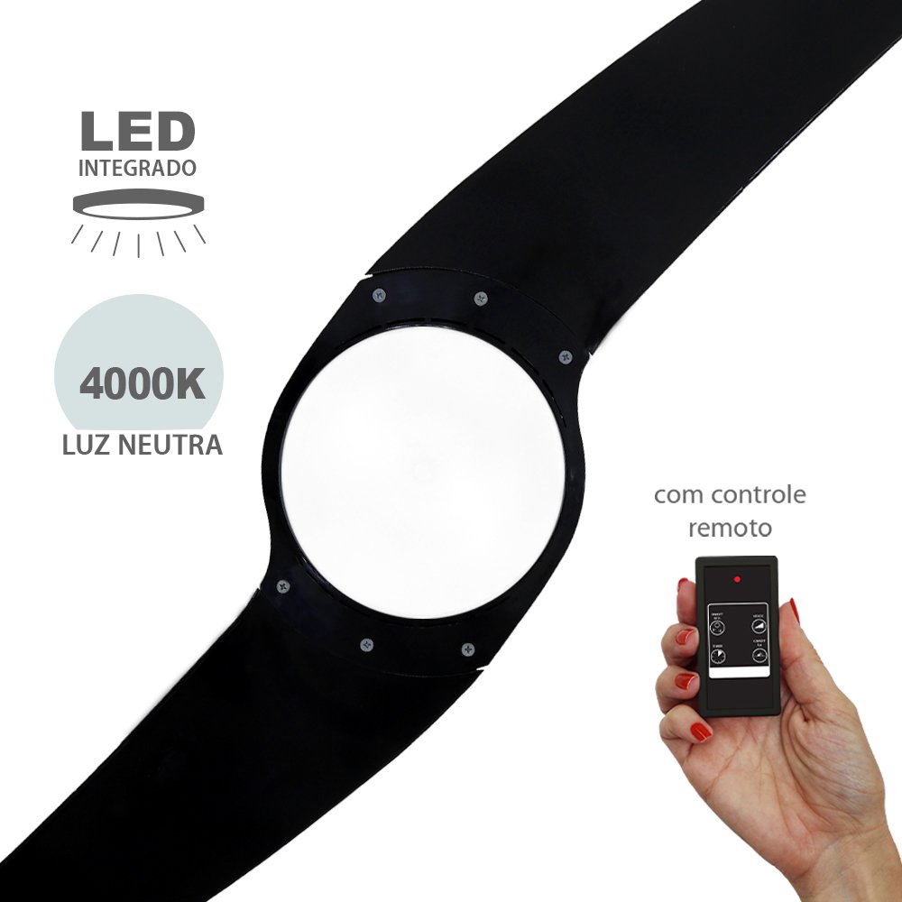 Ventilador De Teto Spirit Neevo 2 Preto Controle Remoto 220V