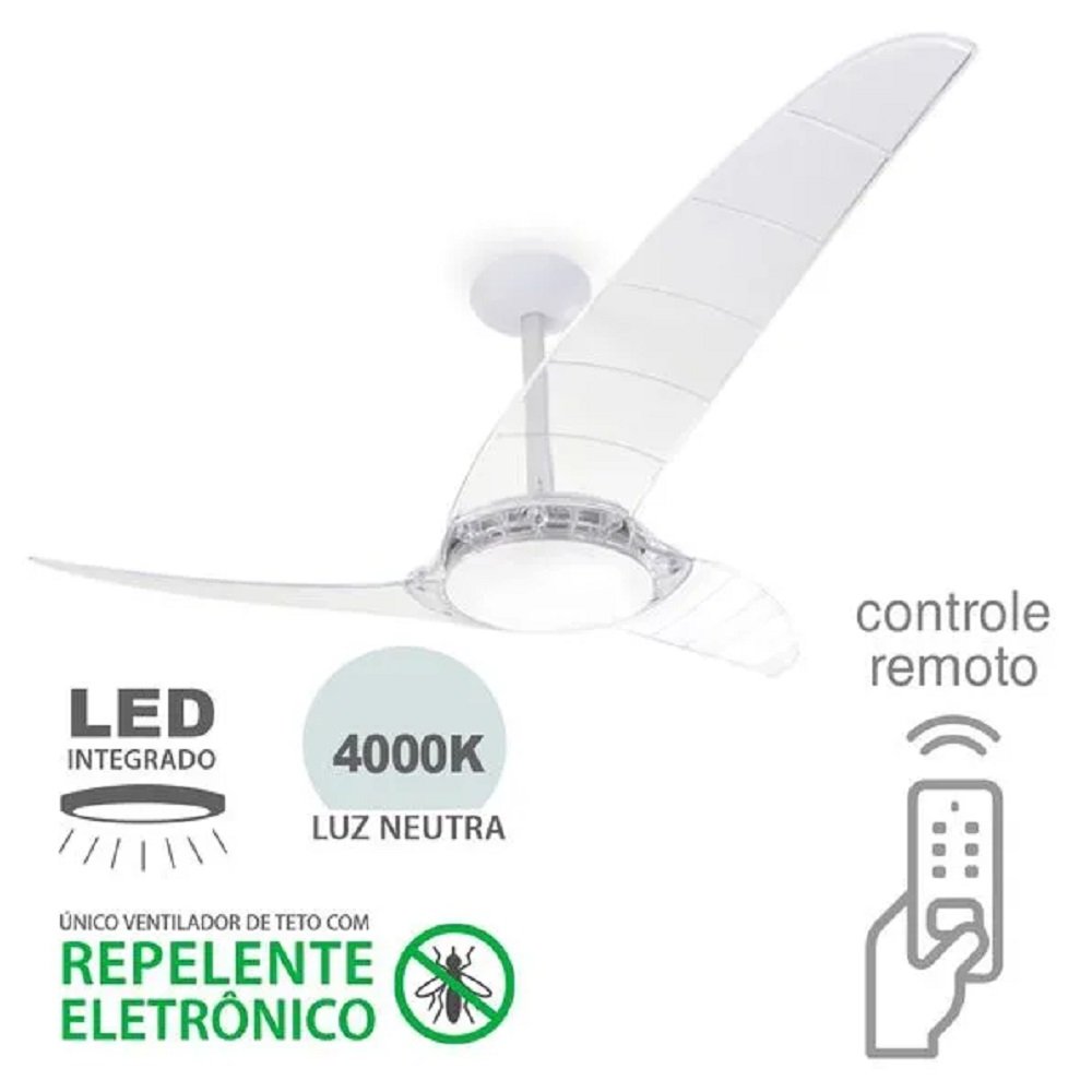 Ventilador De Teto Spirit Neevo 3 Cristal Repelente Controle Remoto 127V
