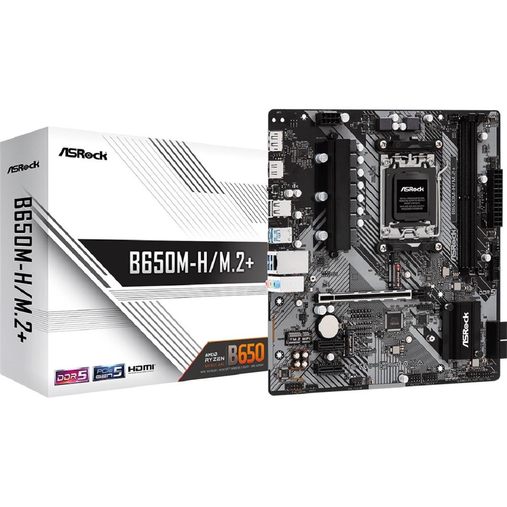 Placa Mãe ASRock B650M-H/M.2+, Chipset B650M, Amd AM5, m-ATX, DDR5