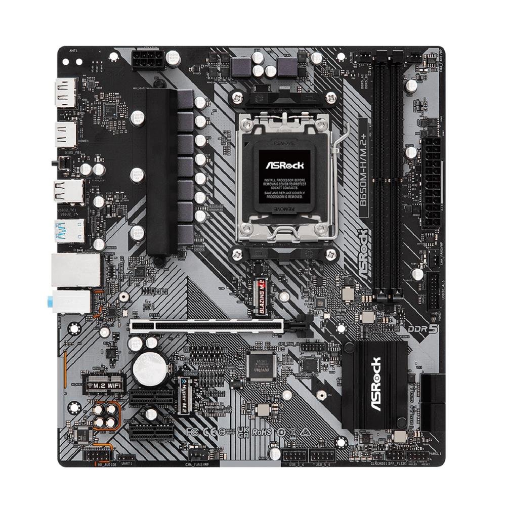 Placa Mãe ASRock B650M-H/M.2+, Chipset B650M, Amd AM5, m-ATX, DDR5