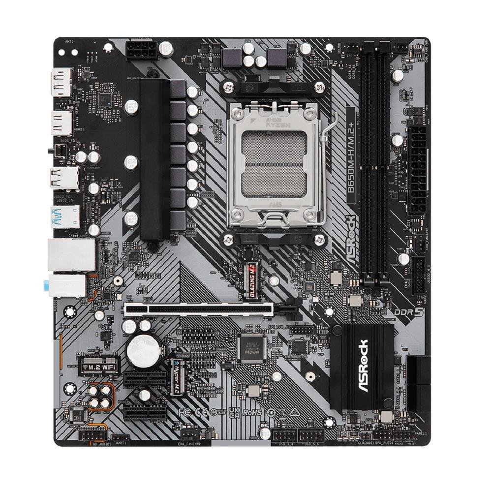 Placa Mãe ASRock B650M-H/M.2+, Chipset B650M, Amd AM5, m-ATX, DDR5