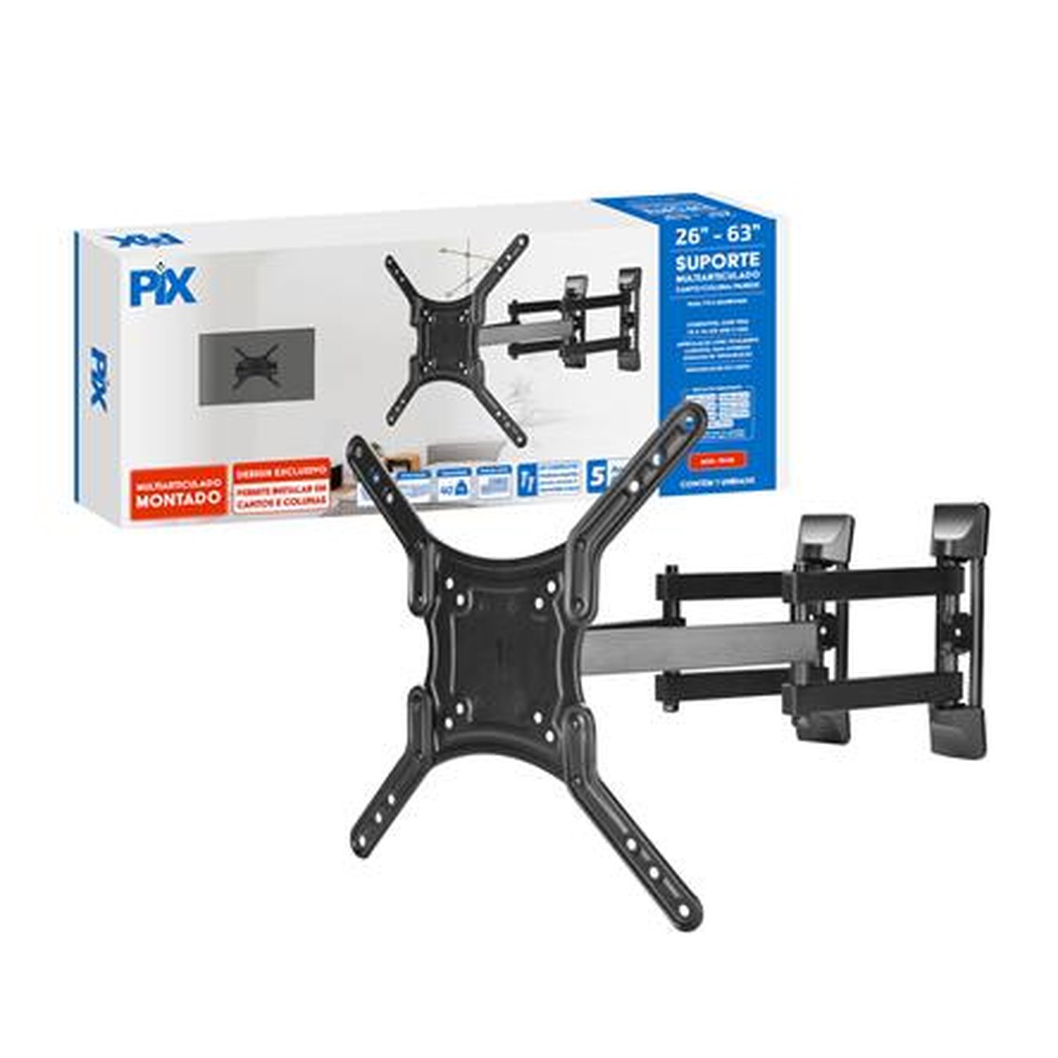 Suporte TV MUlti-articulado - 26 A 63 ( Coluna ) - Montado - Px-39