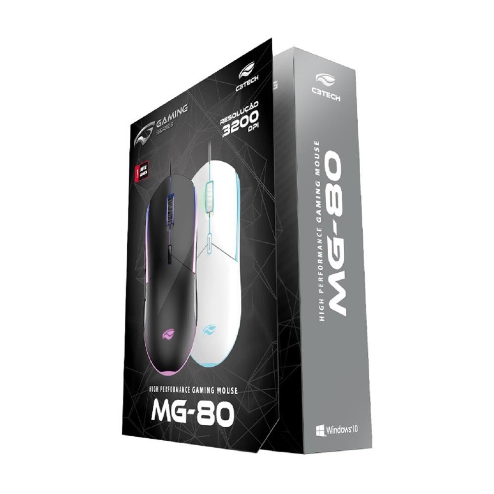 Mouse Gamer C3Tech, USB, Branco - MG-80WH