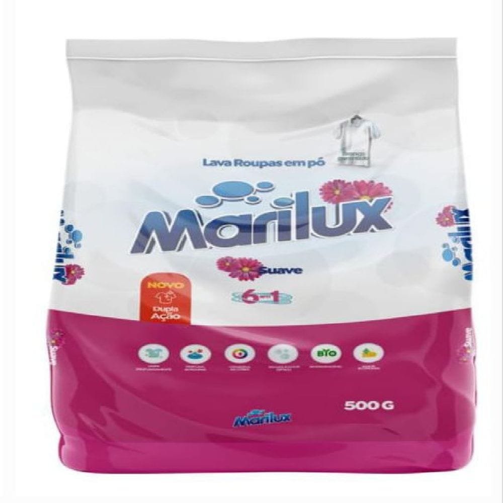 Sabao em Po Marilux Suave 500g - Fardo Contém 20 unidades.