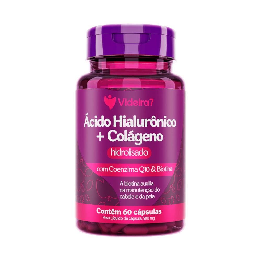 ÁCIDO HIALURÔNICO+COLÁGENO+Q 10 E BIOTINA 60 CAPSULAS -VIDEIRA 7