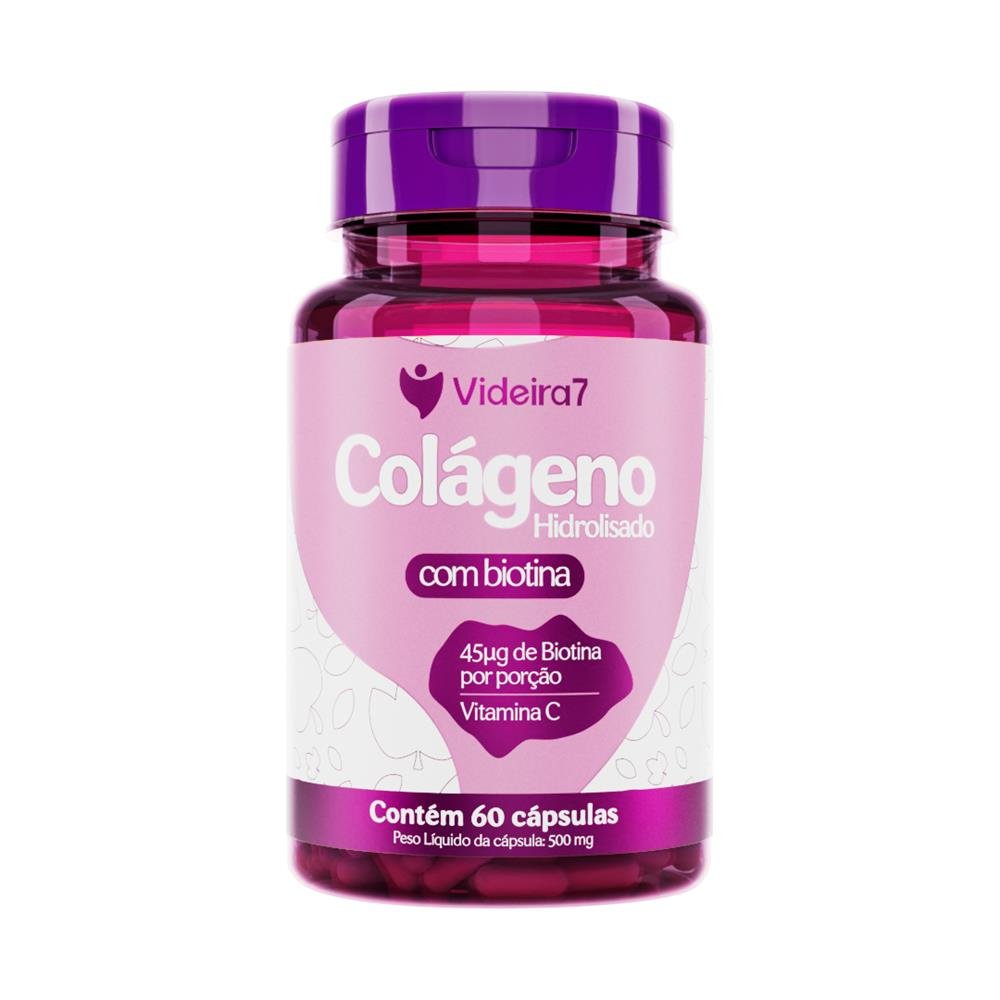 COLÁGENO COM VITAMINA C E BIOTINA 500 MG 60 CAPSULAS - VIDEIRA 7