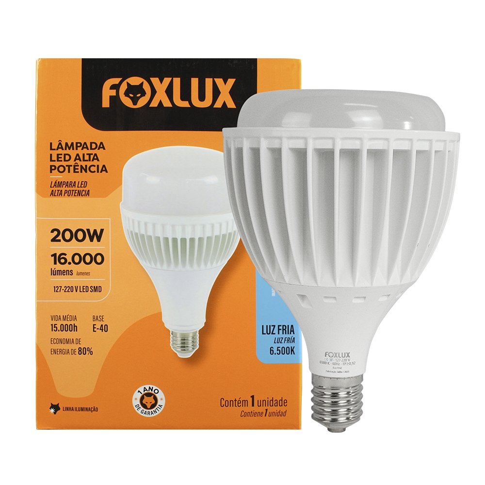 Lâmpada Led Foxlux Alta Potência 200W 6,5K E40
