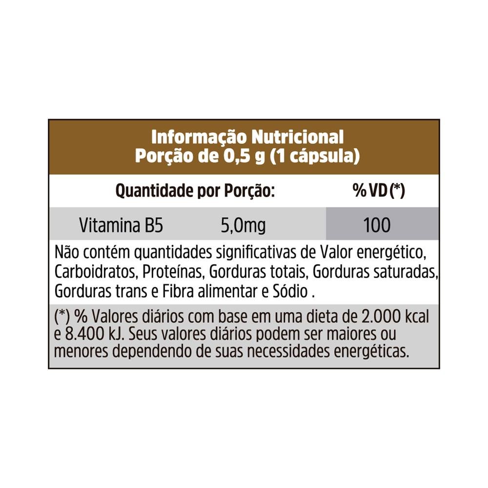 Vitamina B5 (Ácido Pantotênico) 100% Idr 60 Capsulas