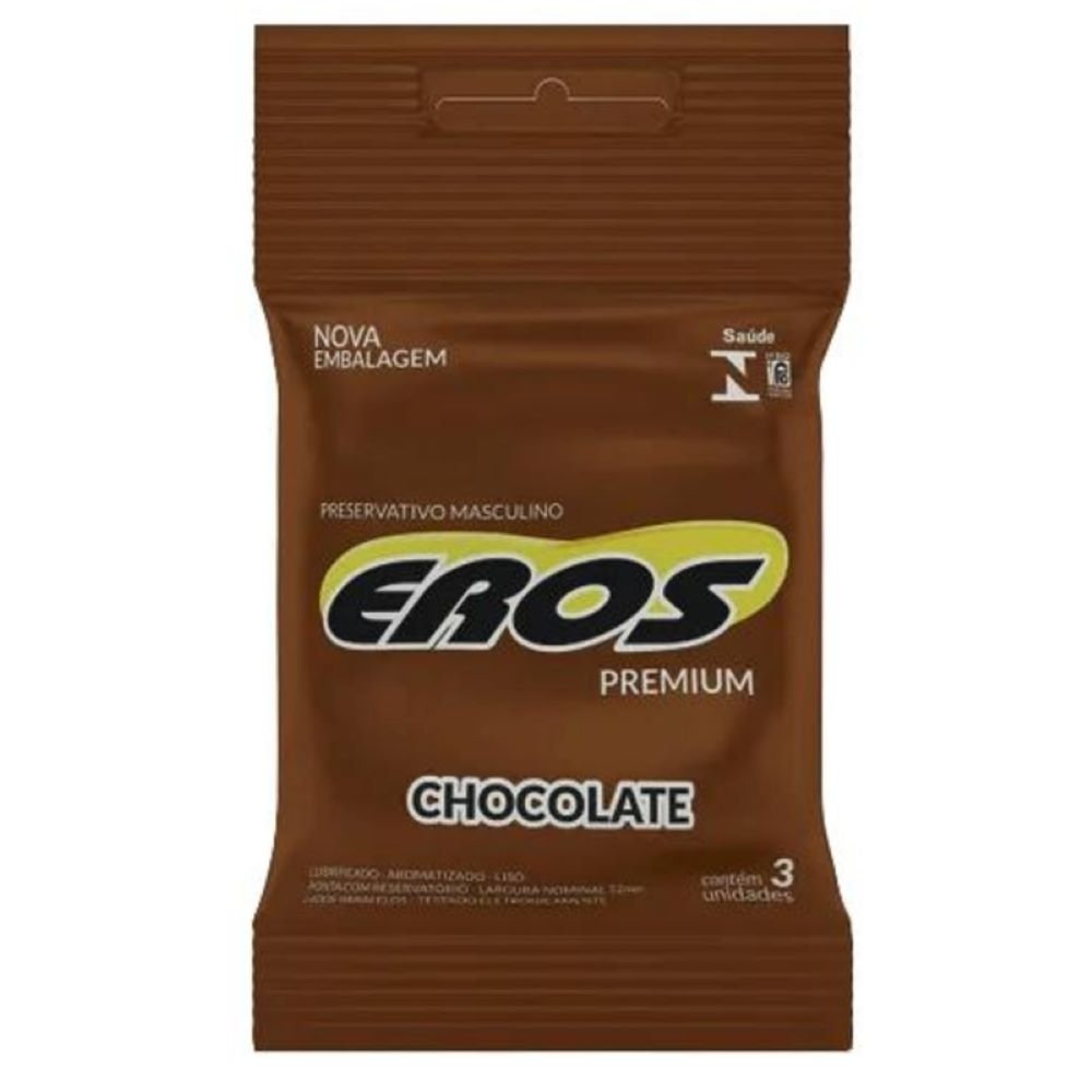 Preservativo Eros Chocolate - Pacote Contém 12 unidades