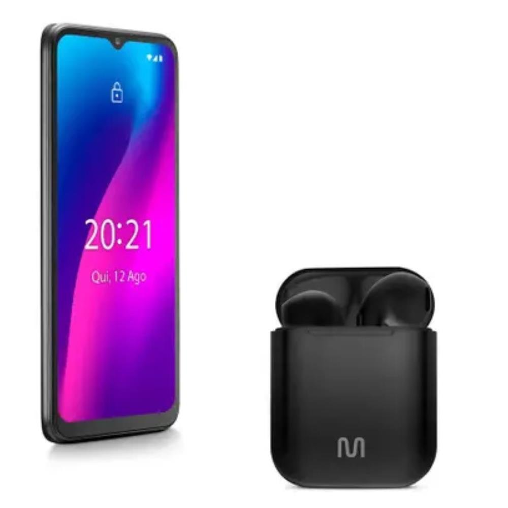 Smartphone Multi G Max 2 4G 32Gb Tela 6.5 Dual 2Gb Ram Câmera Tripla Android 11 Fone Fio Preto P9183