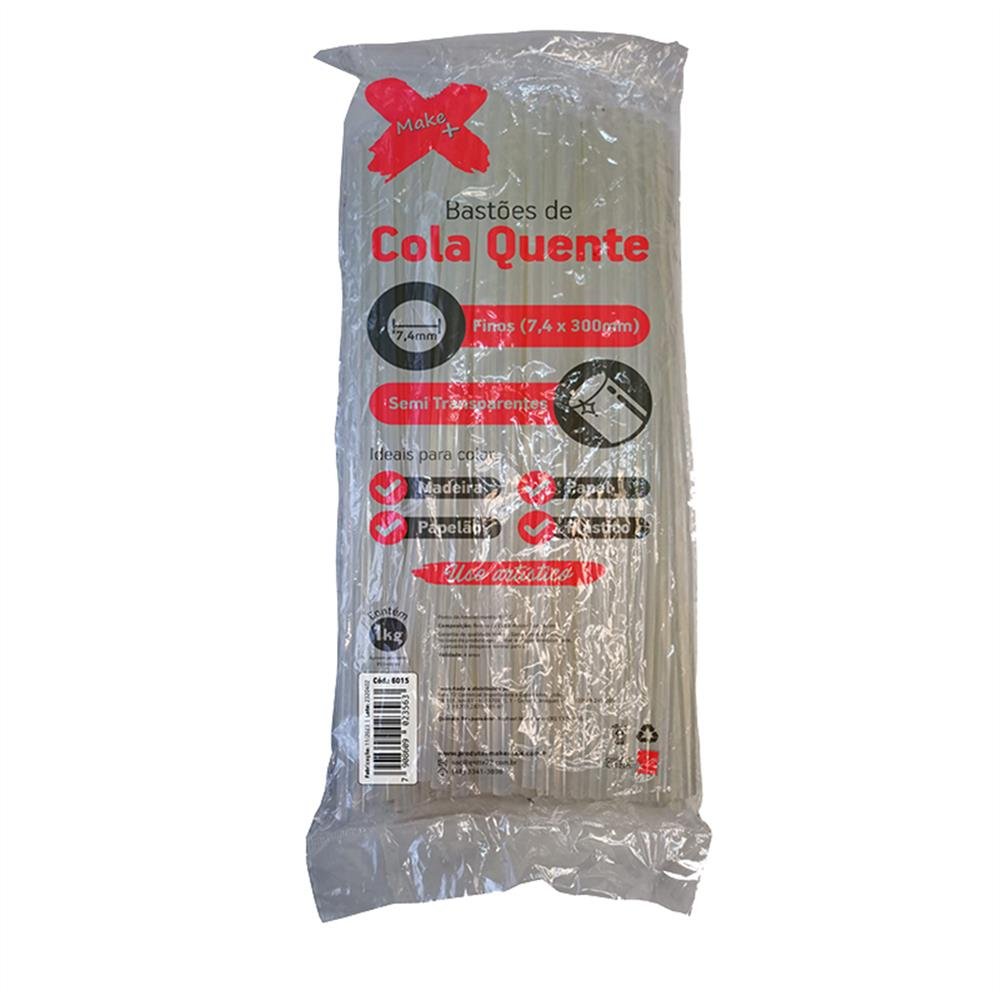 Bastao Cola Quente Fina Make+ Semi Tranparente 1Kg Ref 6015