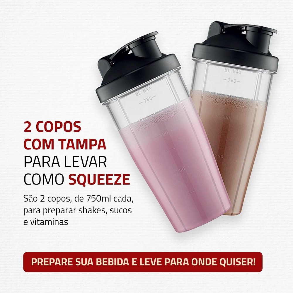 Liquidificador Portatil Personal Blender Dg-01 220v, 300w, 750ml, Preto, Mondial