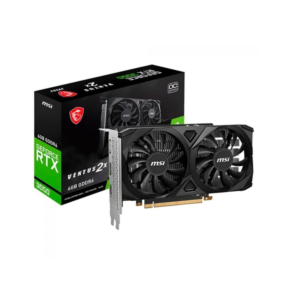 Placa de Vídeo MSI, RTX 3050 Ventus 2X OC, 6GB RAM, GDDR6, 96 Bits - 912-V812-016
