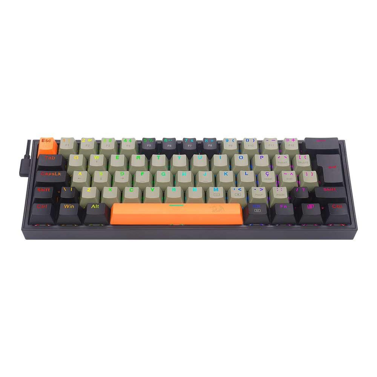 Teclado Mecânico Gamer Redragon Fizz RGB, Laranja, Cinza e Preto, Switch Brown, K617-RGB-OG GY BK (PT-BROWN)