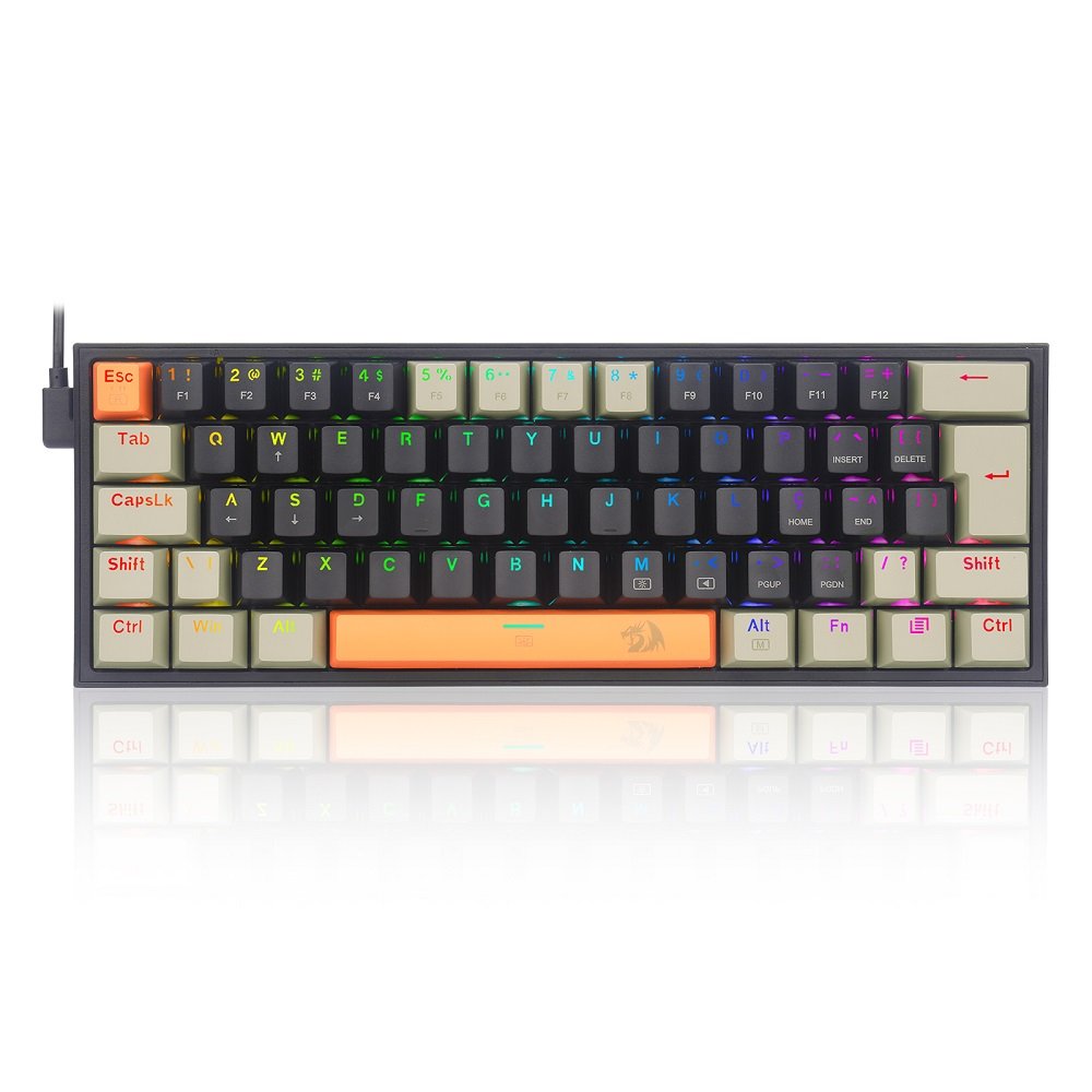 Teclado Mecânico Gamer Redragon Fizz RGB, Laranja, Preto e Cinza, Switch Brown, K617-RGB-OG BK GY (PT-BROWN)