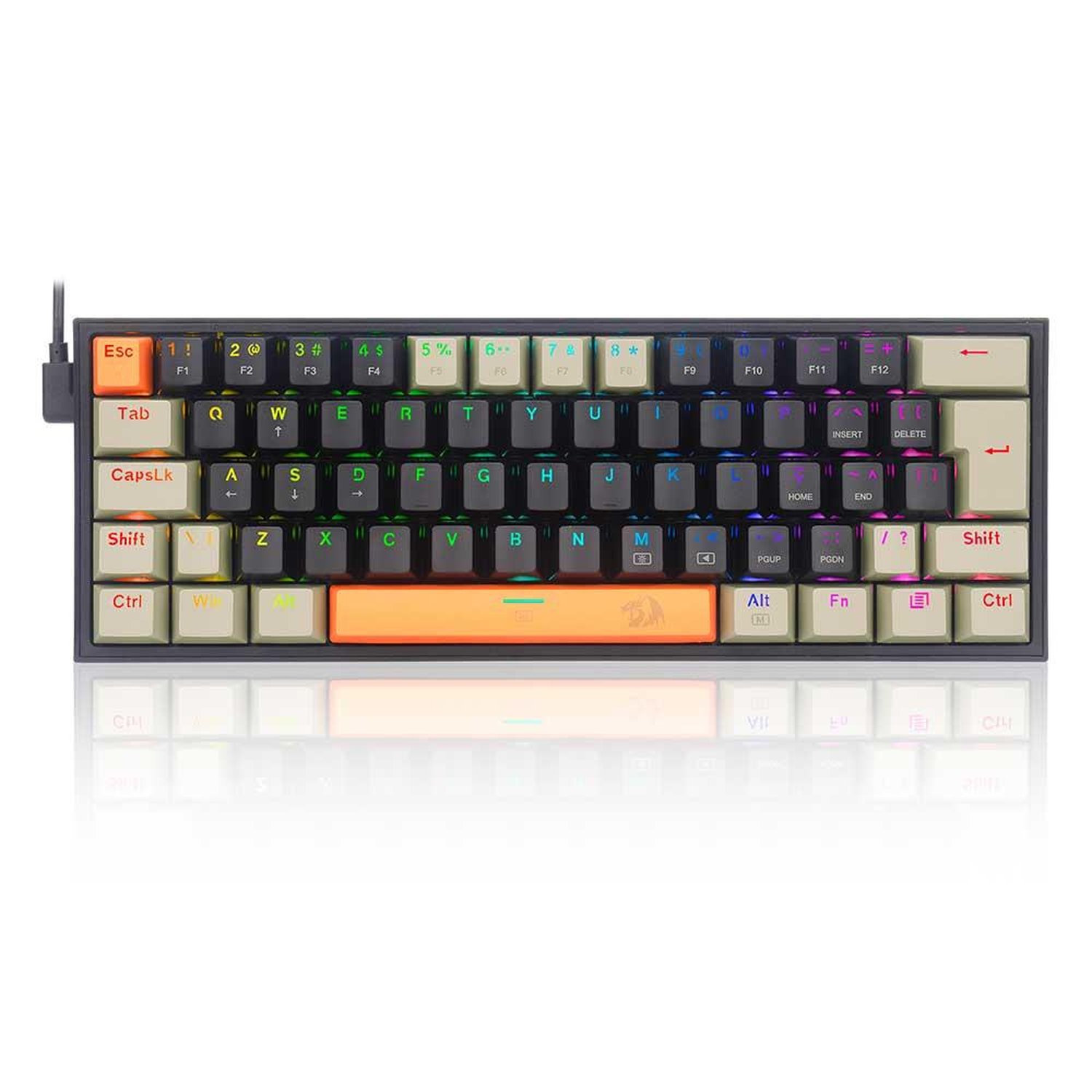 Teclado Mecânico Gamer Redragon Fizz RGB, Laranja, Preto e Cinza, Switch Brown, K617-RGB-OG BK GY (