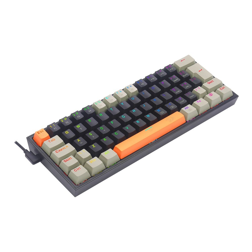 Teclado Mecânico Gamer Redragon Fizz RGB, Laranja, Preto e Cinza, Switch Brown, K617-RGB-OG BK GY (PT-BROWN)