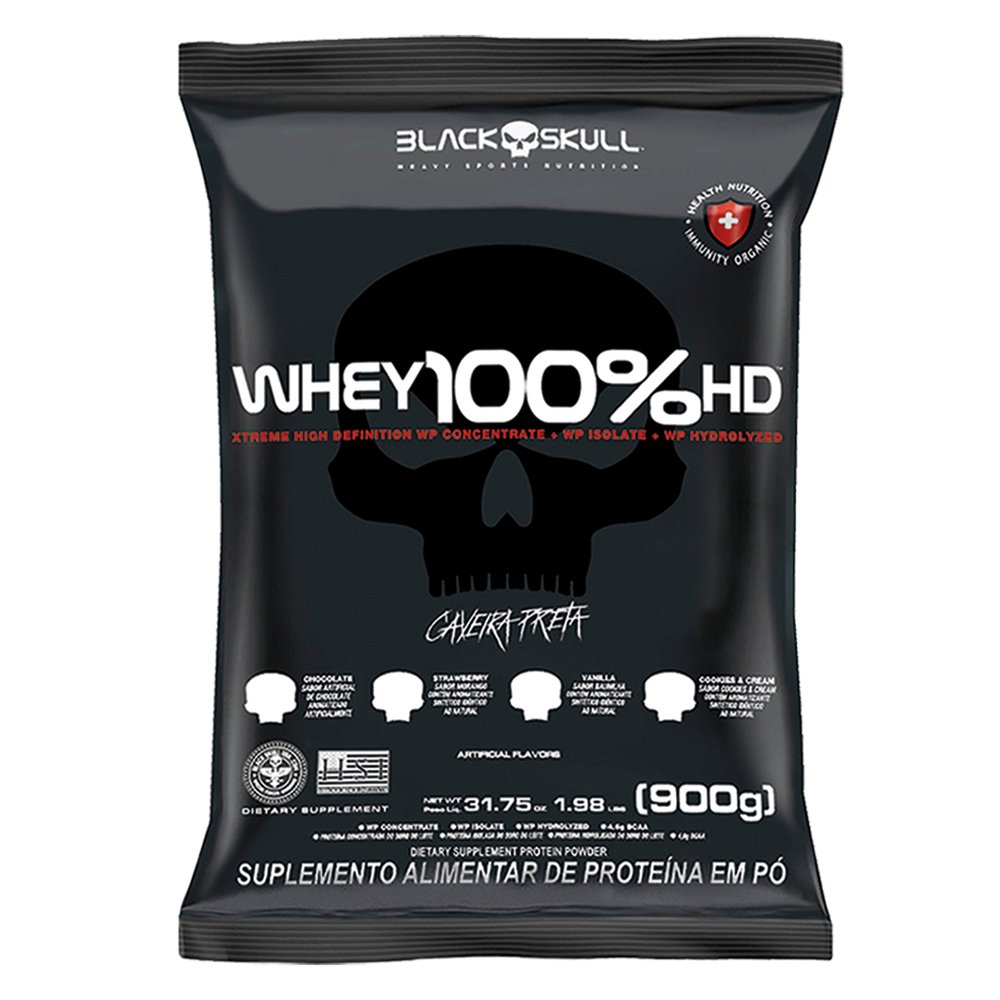 Whey Protein 100% Hd Black Skull Refil 900G Baunilha