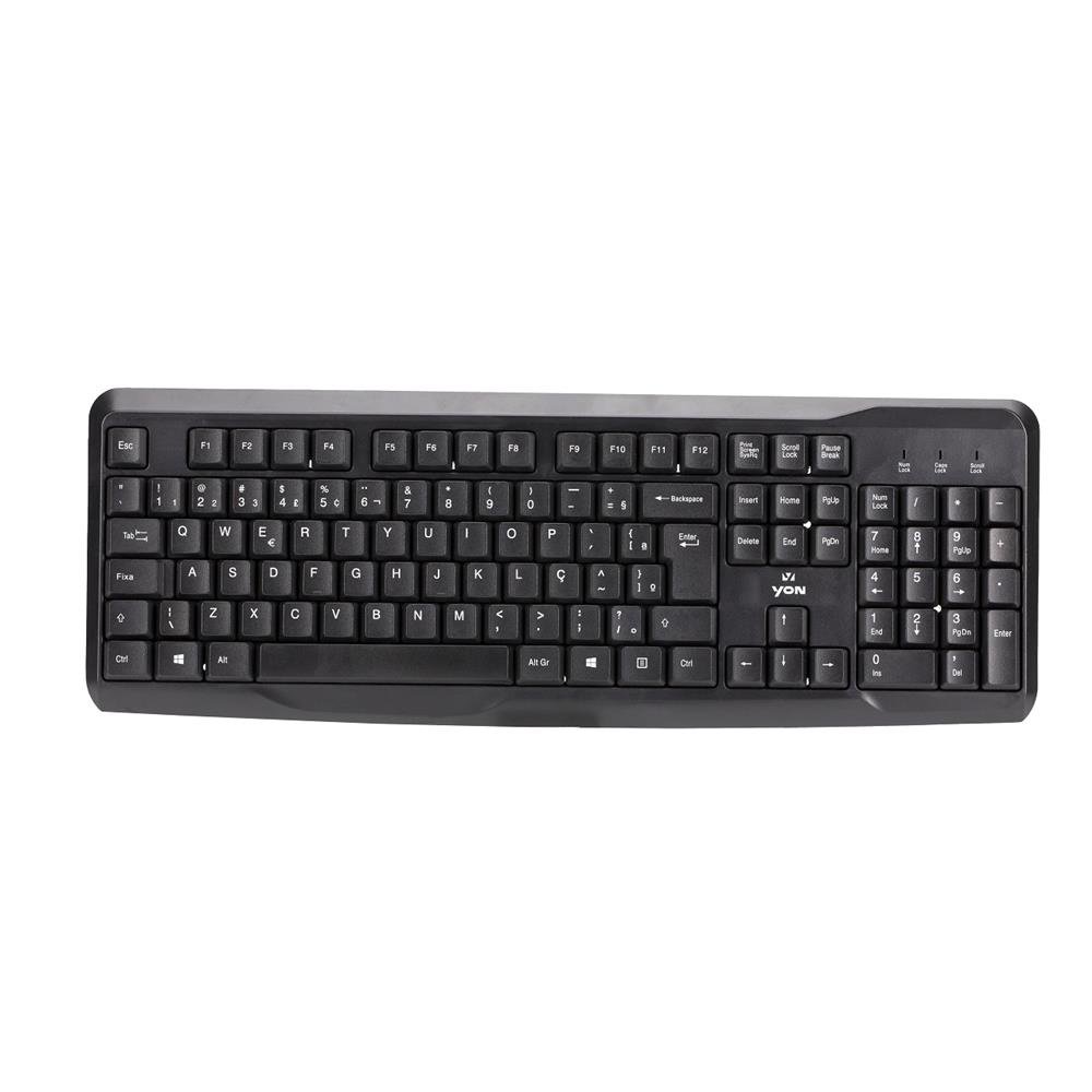 Kit Teclado e Mouse Yon CM-508, USB, ABNT2, 1000 DPI, Preto