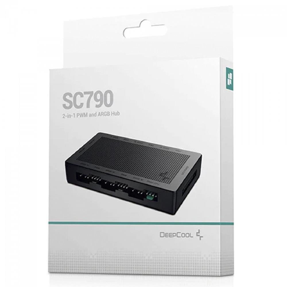 Hub Controlador Para Cooler Fan DeepCool SC790, 6 Portas, PWM, RGB, Preto