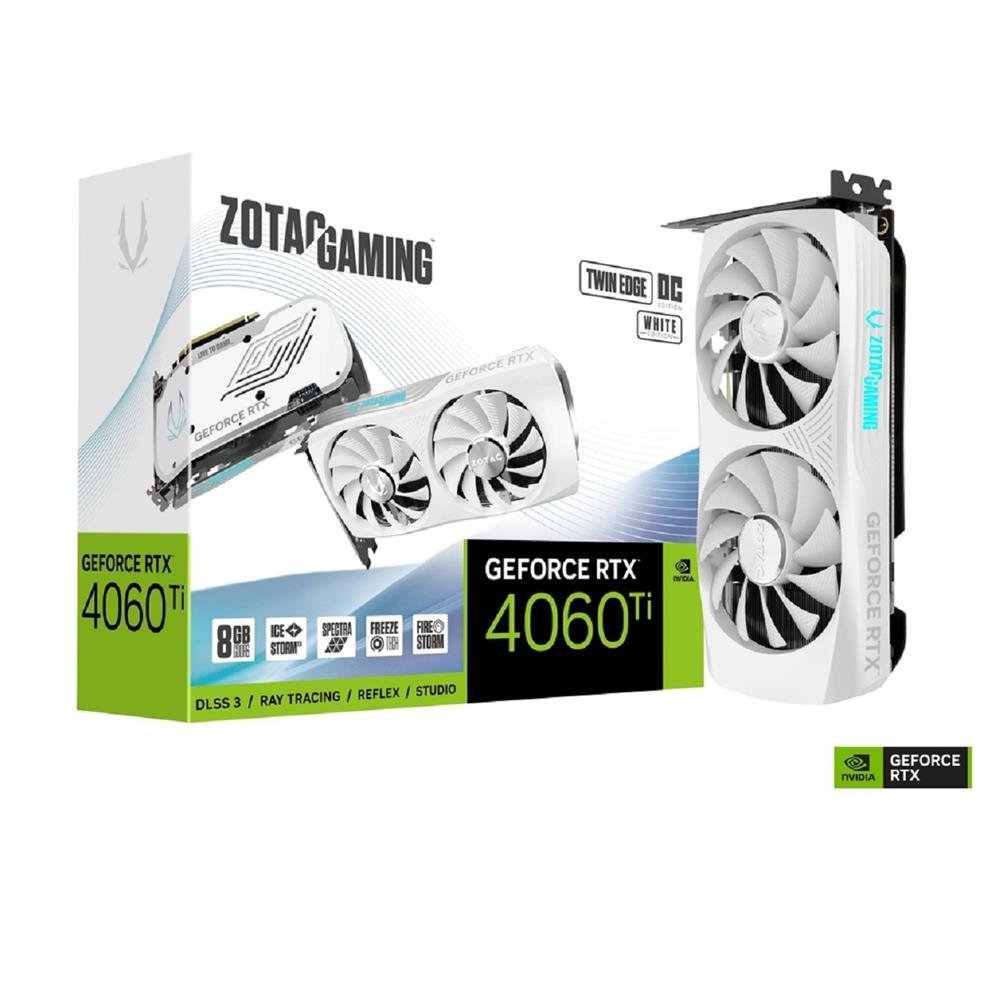 Placa de Video Zotac Gaming GeForce RTX 4060 Ti Twin Edge OC, 8GB, GDDR6, 128-Bit, RGB, Branco