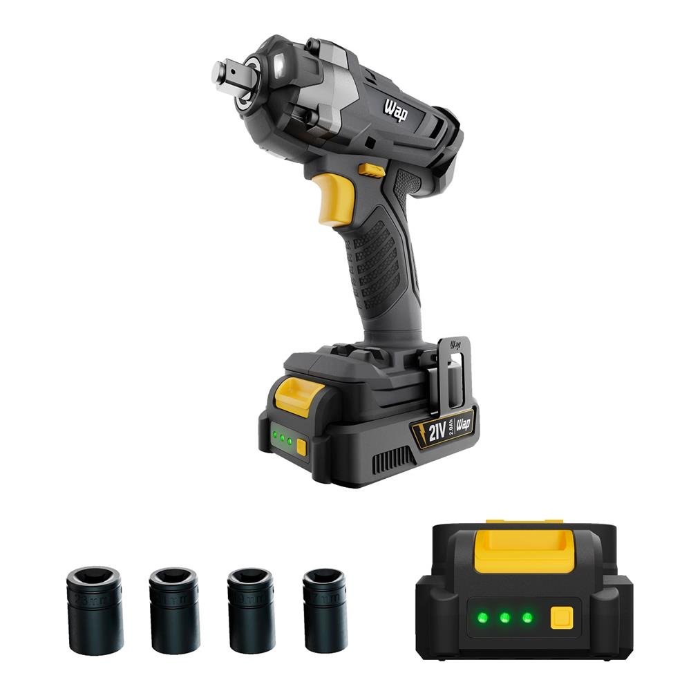 Chave de Impacto WAP K21 CH01, 21V, Bateria 2000mAh, Bivolt, Cinza e Amarelo