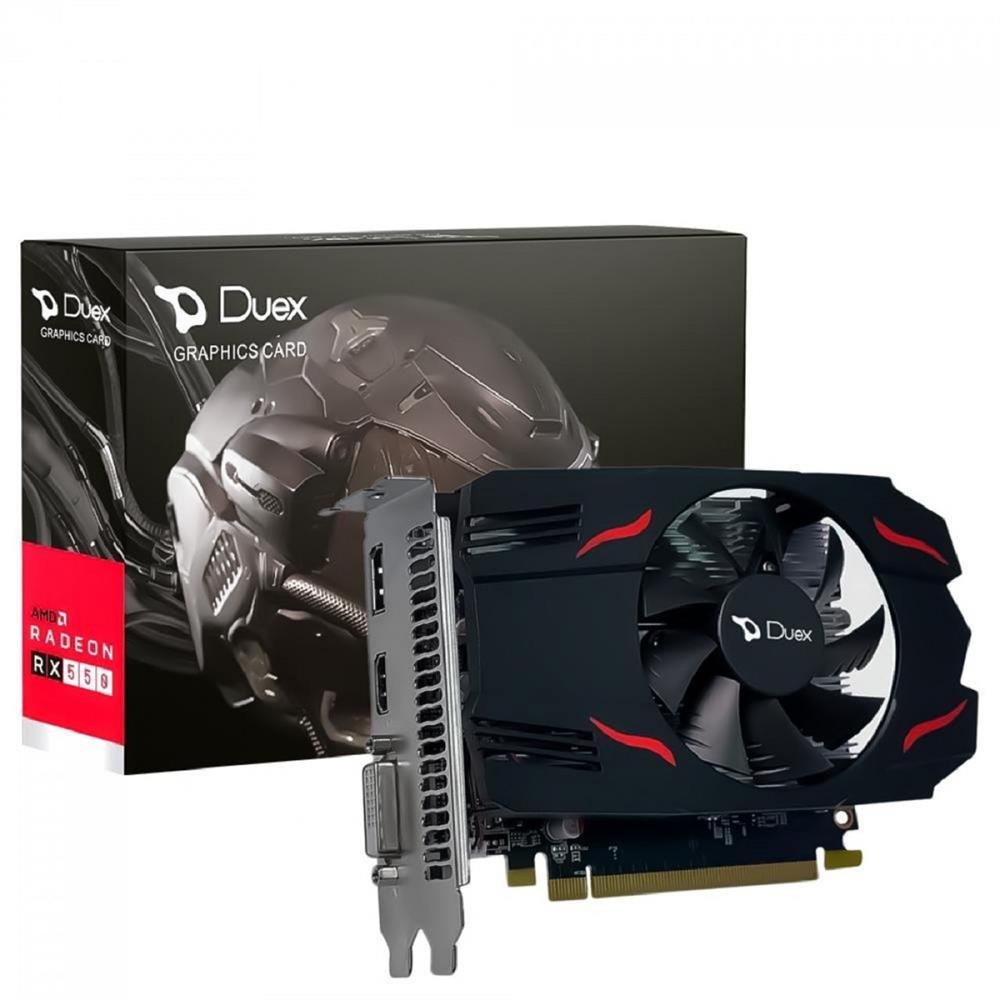 Placa De Vídeo Duex Amd Radeon Rx 550, 4Gb, Gddr5, 128-Bit, Preto