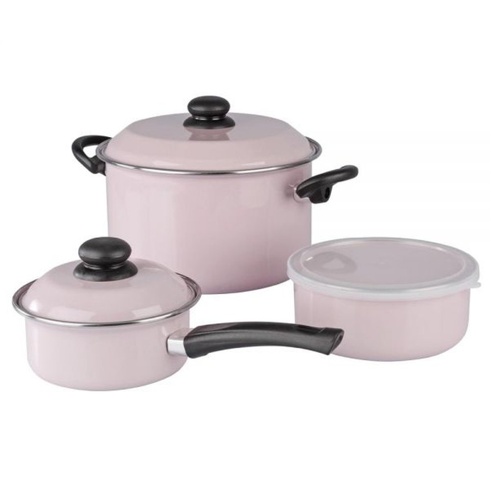 Conjunto MetalLouça Baby Liso Rosa 3 Peças