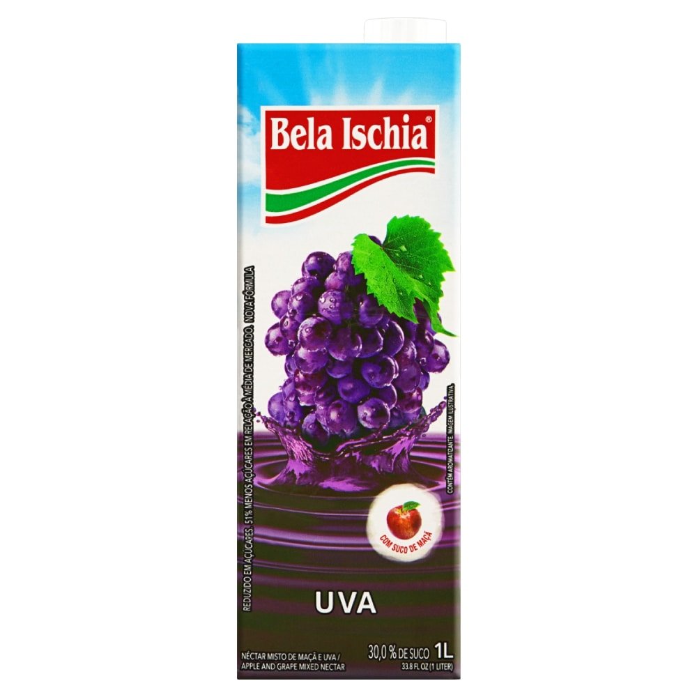 Suco Néctar Bela Ischia Uva 1 Litro - Embalagem com 12 Unidades