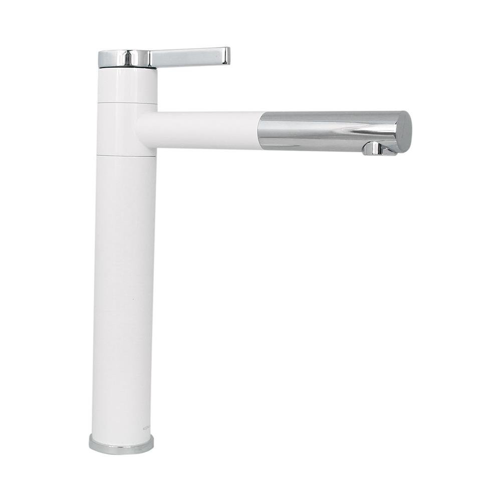 Torneira Lavatório Monocomando Bica Alta Móvel Branco Inox - KOKAY