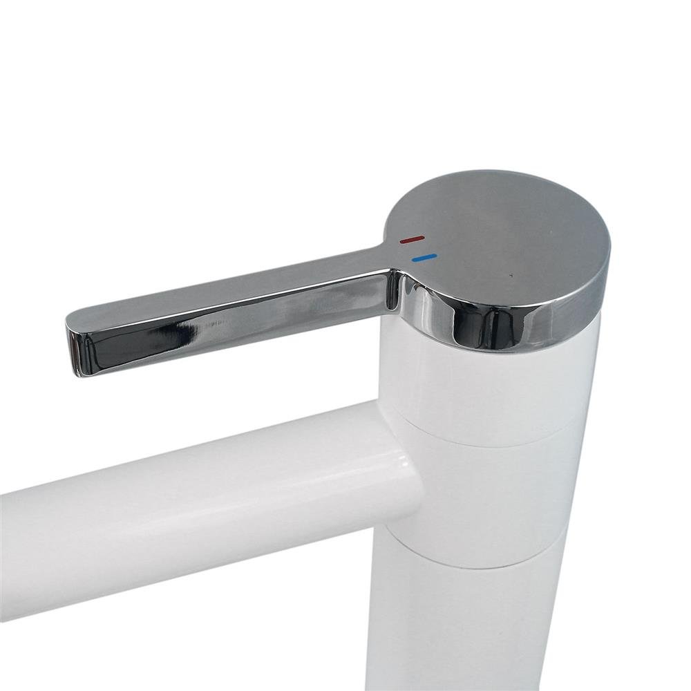 Torneira Lavatório Monocomando Bica Alta Móvel Branco Inox - KOKAY