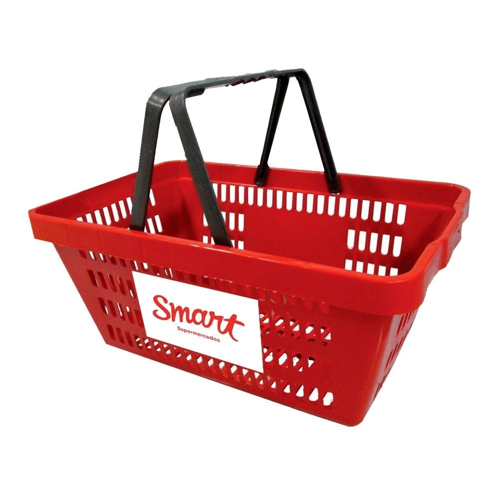 Cesta Plástica Smart Vermelha para Supermercado