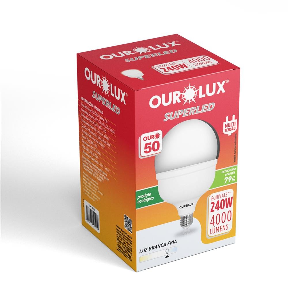 Superled Alta Potencia Ouro T50W 400 LM E27 6500K