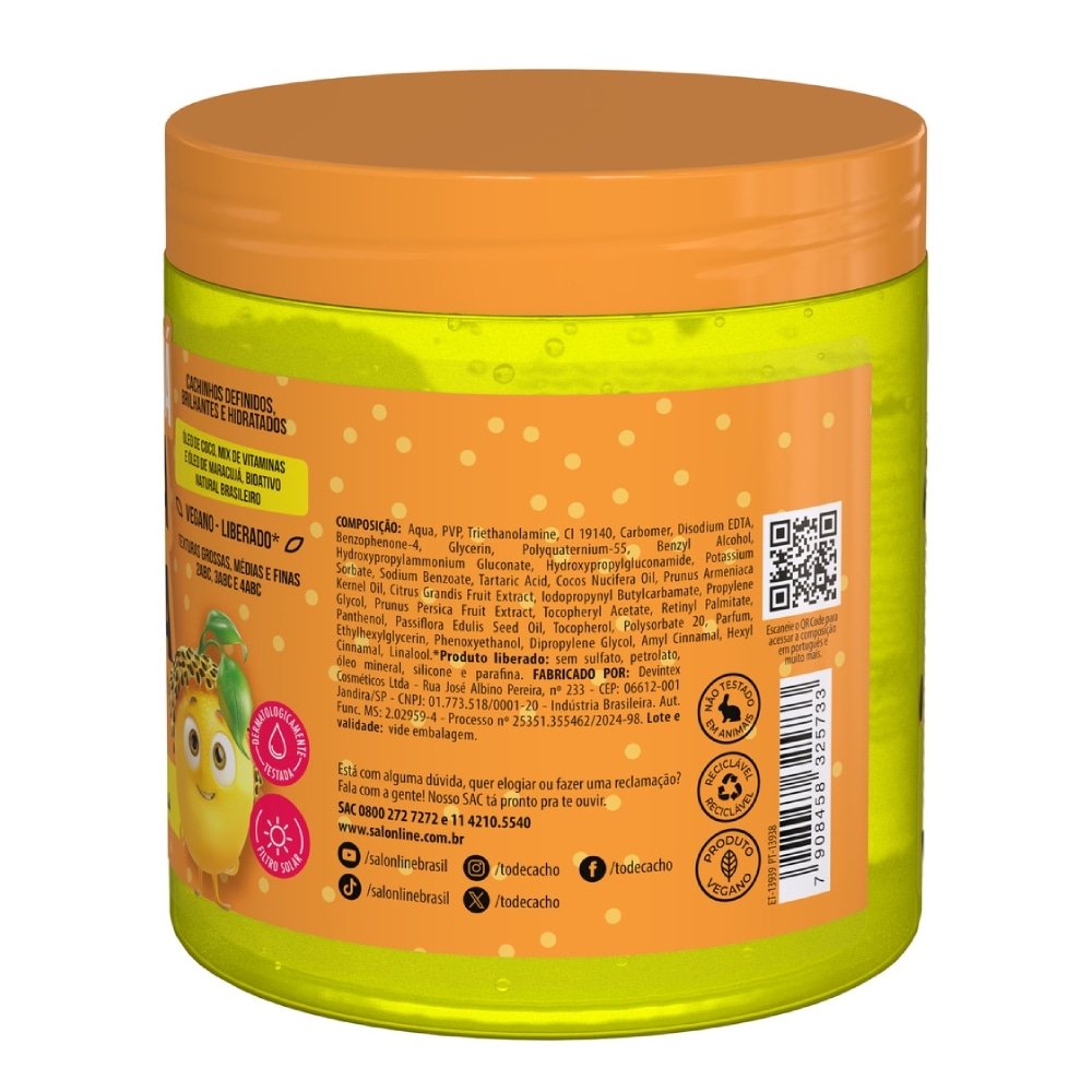 Gelatina Capilar Salon Line Kids To de Cacho Hidratante Maracujá 550g