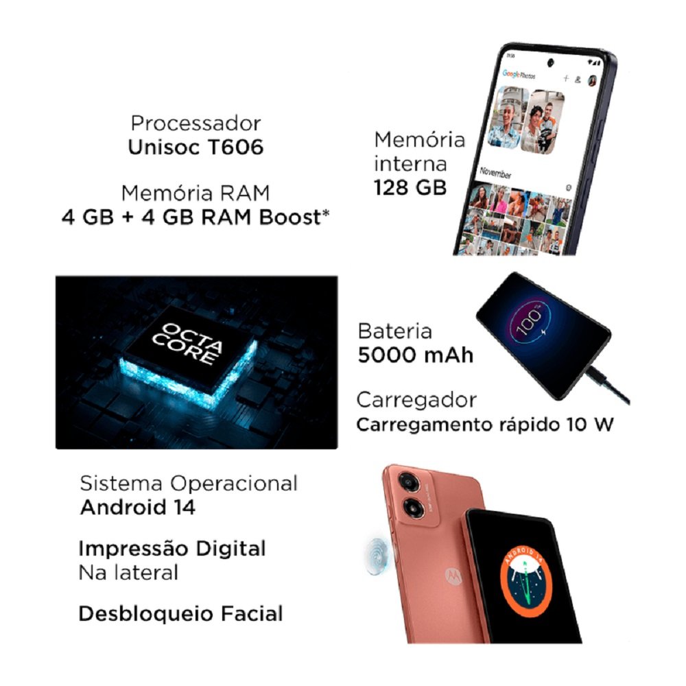 Smartphone Motorola Moto G04s XT2421-6, 128GB Coral