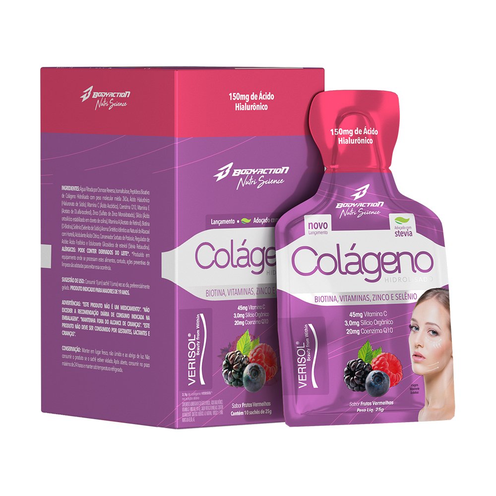 Colageno Gel Display Com 10 Saches 25G Frutas Vermelhas