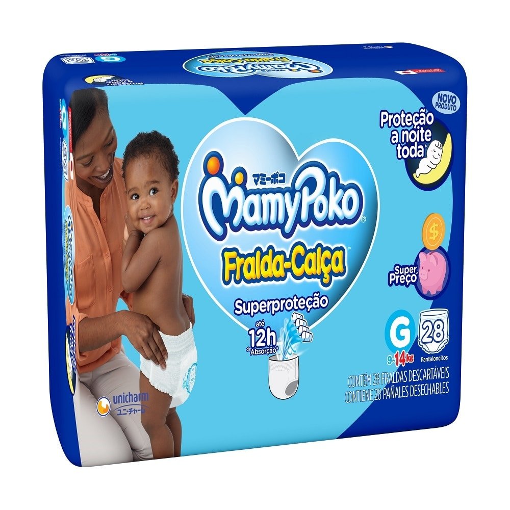 Fralda Descartável MamyPoko Calça Super Proteção Jumbo Tamanho G - 4 Pacotes com 28 Fraldas - Total 112 Tiras