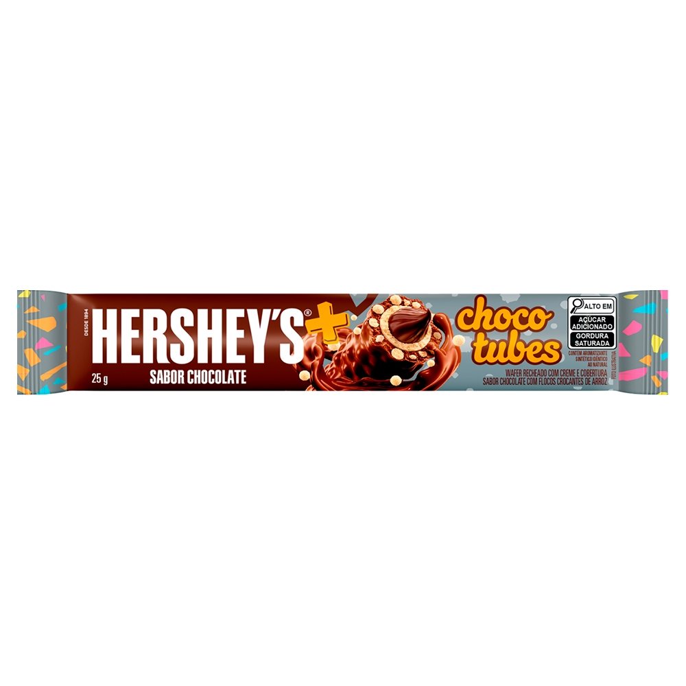 Chocolate Hershey's Chocotubes Ao Leite 25 g - Embalagem com 15 Unidades