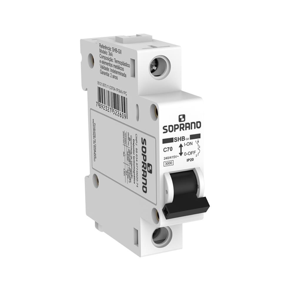 Disjuntor Unipolar 50A Branco Din Soprano