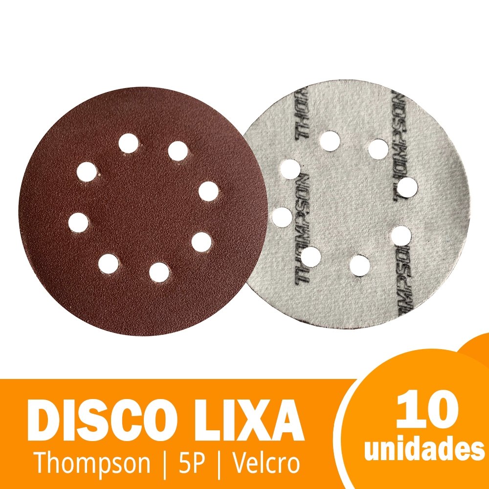 DISCO LIXA THOMPSON COM VELCRO 5P G100 8 FUROS 10X1