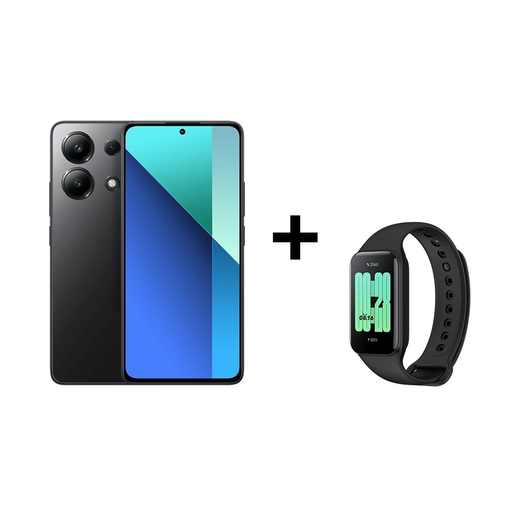 Smartphone Xiaomi Redmi Note 13 + Pulseira Inteligente Xiaomi, 256gb, 8gb, Tela 6.67", Cameras 108mp+8mp+2mp, Preto, Cmb387pre-P