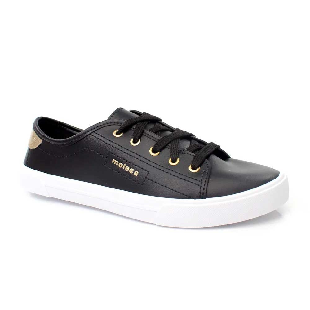 Tenis Moleca 5296.561.17118.16579 Preto Dourado 34-39 com 12 Pares