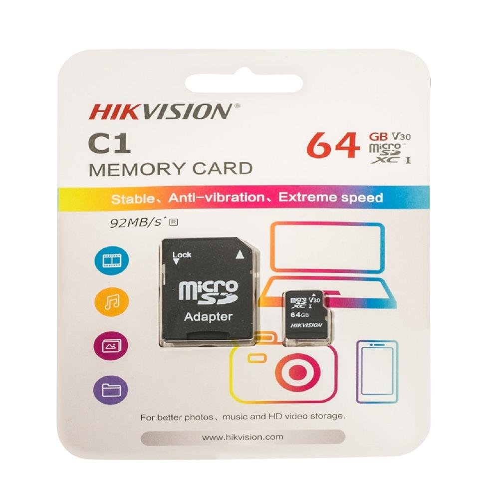 Cartão de Memoria Hikvision 64GB MicroSD Com Adaptador