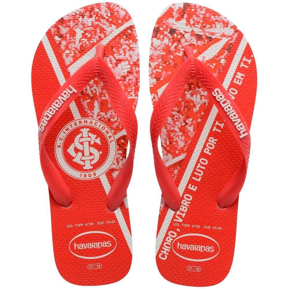 Havaianas Top Times Inter 3295 Branco Vermelho Rubi 25-32 com 12 Pares