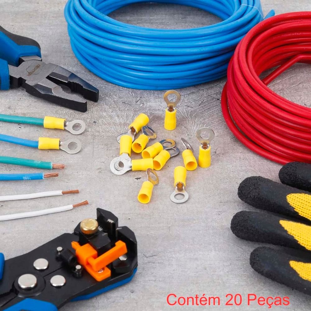 Terminal Anel Pré-isolado Para Fios E Cabos De 4,0 À 6,0mm² Amarelo 20 Peças Sforplast