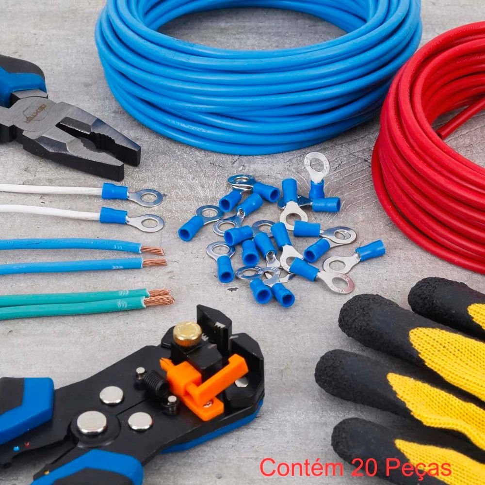 Terminal Anel Pré-isolado Para Fios E Cabos De 1,5 À 2,5mm² Azul 20 Peças Sforplast
