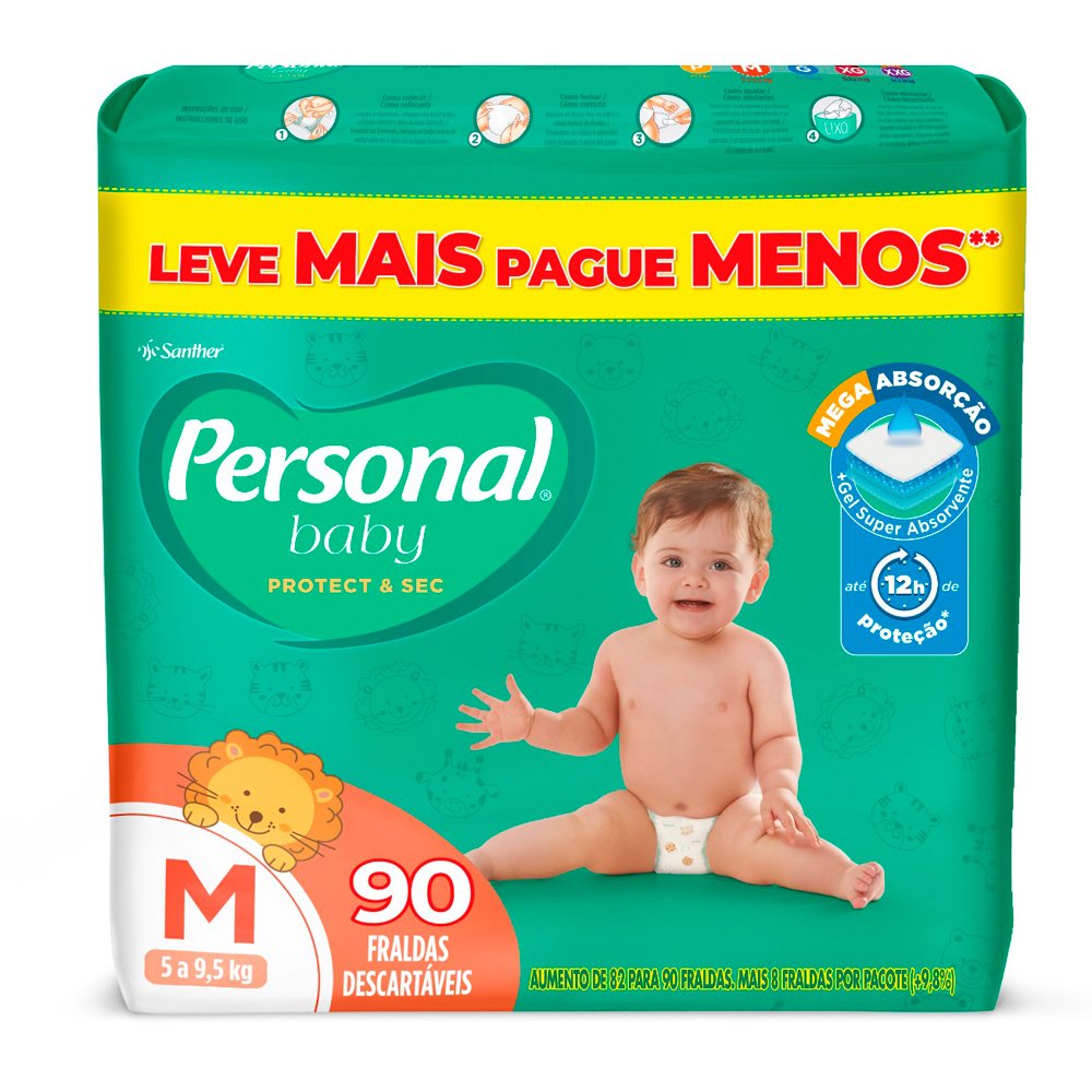 Fralda Personal Baby Giga M Com 90 Unidades