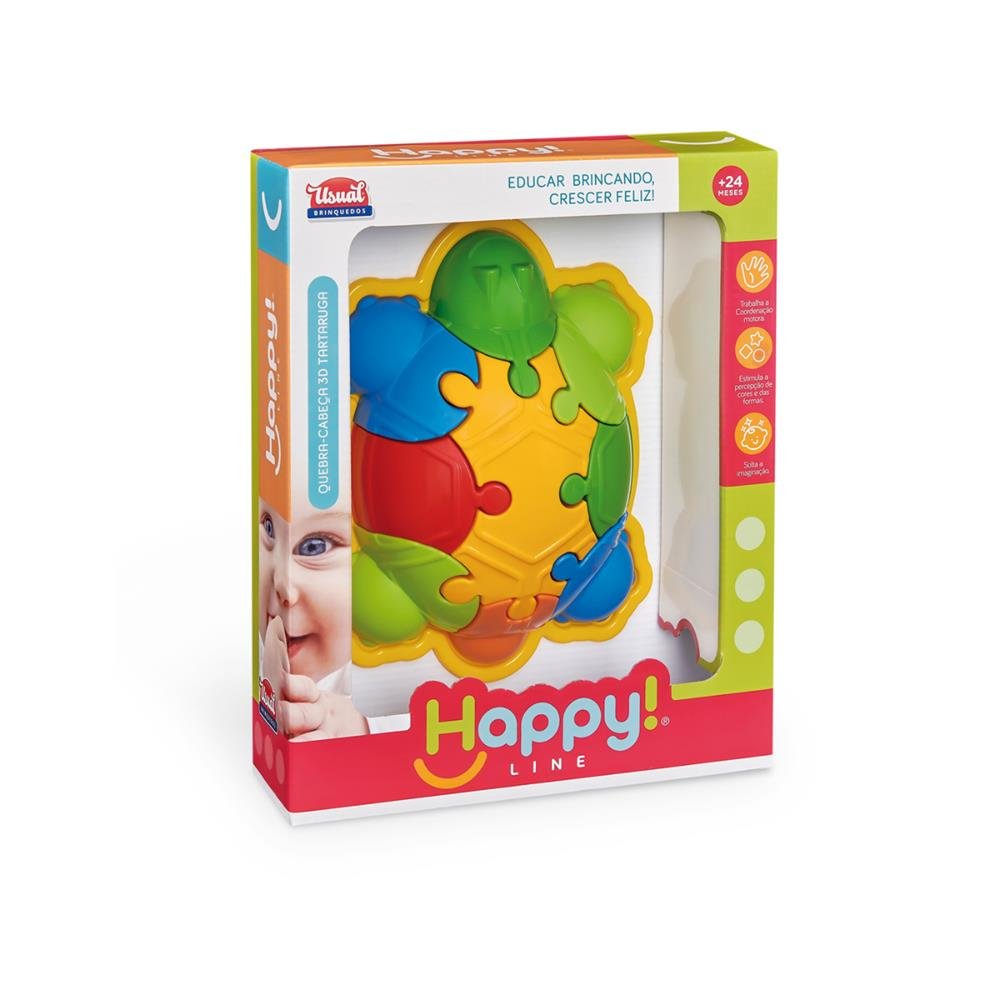 Quebra Cabeca Tartaruga - Happy - Usual Brinquedos