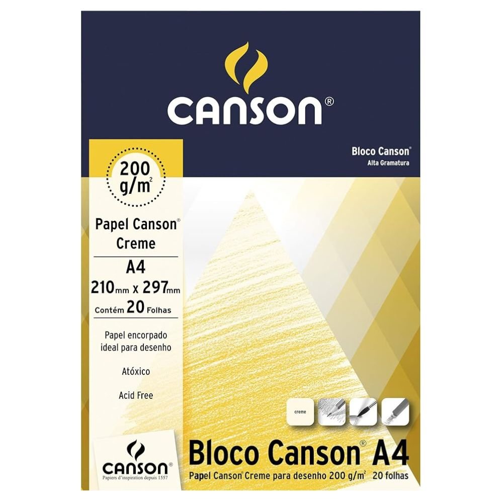 Bloco Desenho Canson 200 Gramas A4 Creme 20 Folhas - 66667042